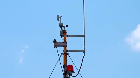 Weather station with red warning light. Stock Footage 341109641