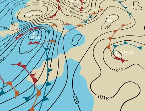 Weather system map Stock Illustration