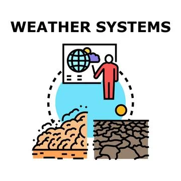 Weather systems forecasting and climate change impact Stock Illustration