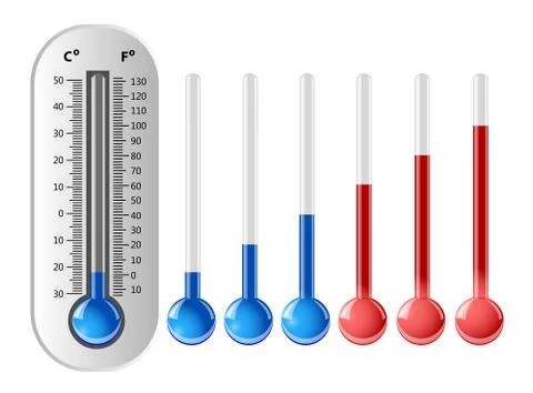 Weather thermometer with different temperature indicators Stock Illustration