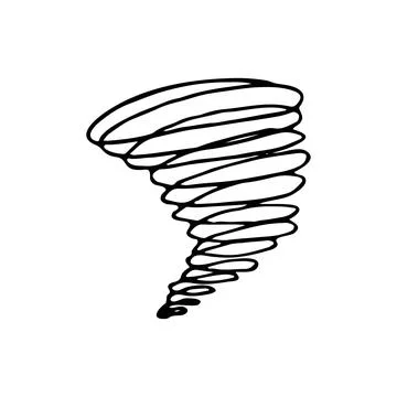 Weather tornado doodle. Vector hand drawn meteorological forecast symbols. Se Stock Illustration