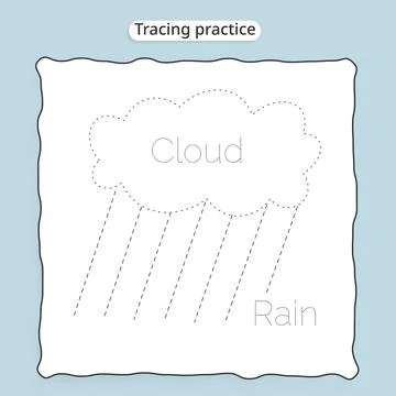 Weather Tracing Practice Worksheet Template Stock Illustration