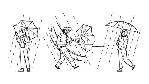 Weather umbrella rain man vector Stock Illustration