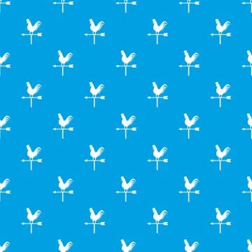 Weather vane with cock pattern seamless blue Illustration