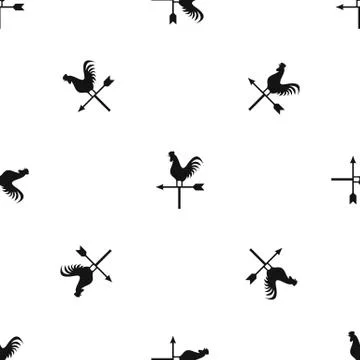 Weather vane with cock pattern seamless black Illustration