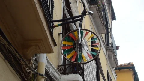 A weather vane in the form of a retro bicycle wheel Stock Footage 194963287