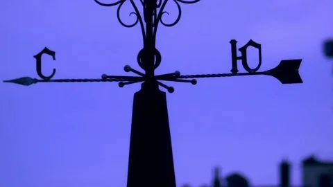 Weather vane with rooster Stock Footage 74763070