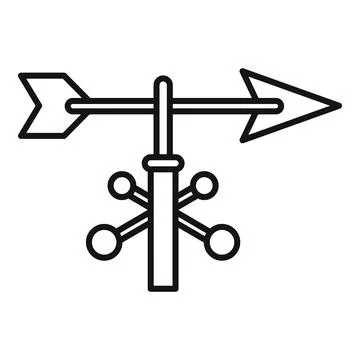 Weather vane showing wind direction with arrows and cardinal points icon Illustrazione stock