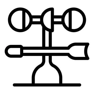 Weather vane showing wind direction with rotating cups and arrow icon Illustrazione stock