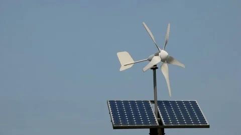 A weather vane with a solar generator is turning in the wind. Stock Footage 145969346