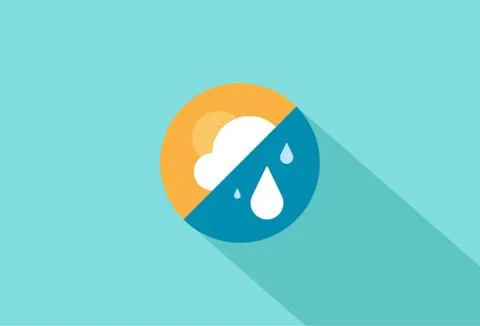 Weather vector banner design concept, flat style with art icons cloud, sun an Stock Illustration