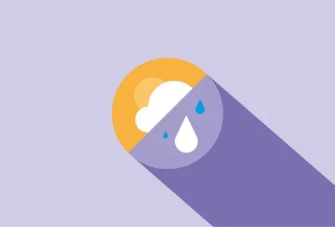 Weather vector banner design concept, flat style with art icons cloud, sun an Stock Illustration
