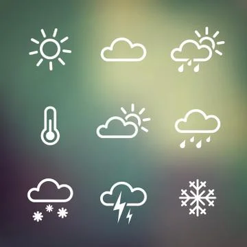 Weather Vector Icons on blured background. Isoladted from background. Each ic イラスト素材
