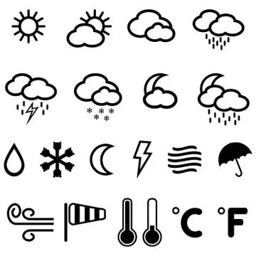 Weather Vector Icons Set Stock Illustration