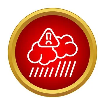 Weather warning icon showing cloud raining with alert Stock Illustration