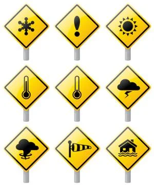 Weather warning signs. Stock Illustration
