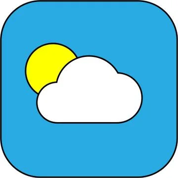 Weather web icon with cloud and sun 스톡 일러스트