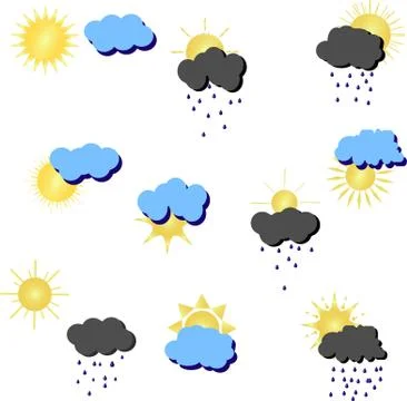 Weather Web Icons Set Stock Illustration