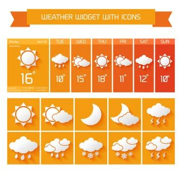 Weather widget icons set Stock Illustration
