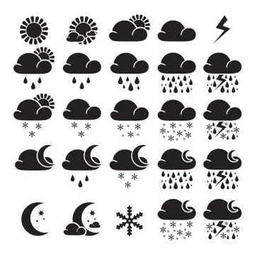 Weather widget interface symbols Stock Illustration