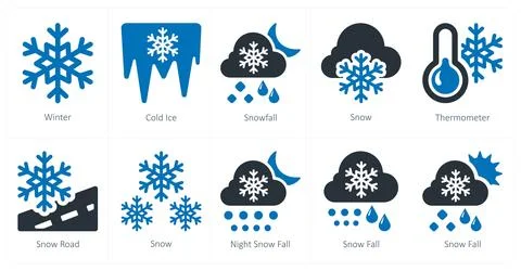 Weather as winter, cold ice, snowfall Stock Illustration