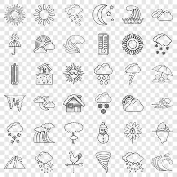 Weathercock icons set, outline style Illustrazione stock