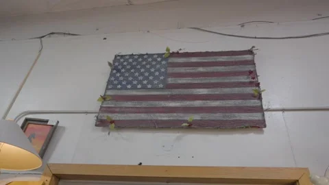 Weathered American flag art Stock Footage 312822586