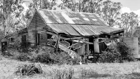 Weathered And Falling Down Australian Shack Stock Photos