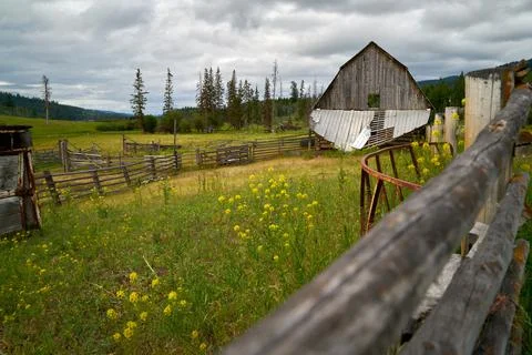 Weathered Barn and Corral Foto stock