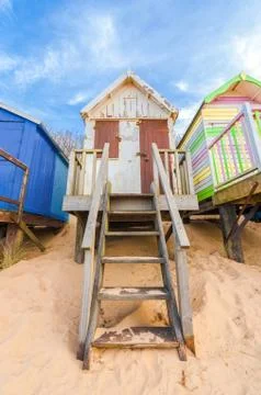 Weathered beach hut Stock Photos