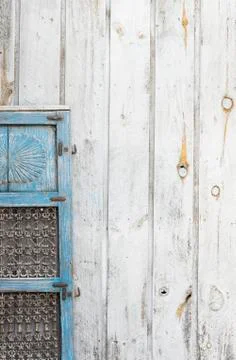Weathered Blue Shutter Stock Photos