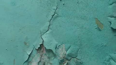 Weathered Blue Wall – Peeling Paint and the Art of Decay Stock Footage 308154422