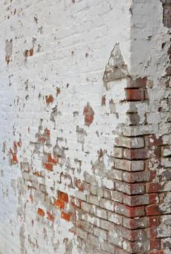 Weathered brick wall corner Stock Photos