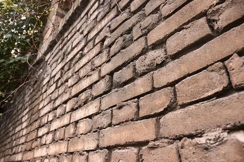 Weathered Brick Wall Pattern at angle Stock Photos