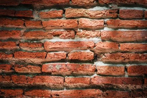 Weathered Brick Wall with Sunlight, Vignette Stock Photos