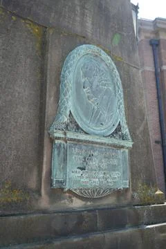 Weathered Bronze Plaque Of Erasmus Darwin, Physician And Poet, In Derby, Stock Photos