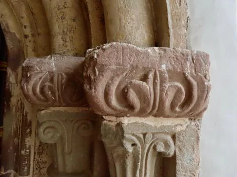 Weathered column capitals Stock Photos