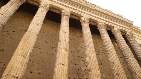 Weathered Columns of the Temple of Hadrian in Rome, Italy Stock-Footage 85203355