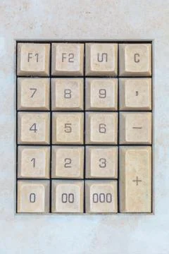 Weathered computer keypad with number buttons Stock Photos