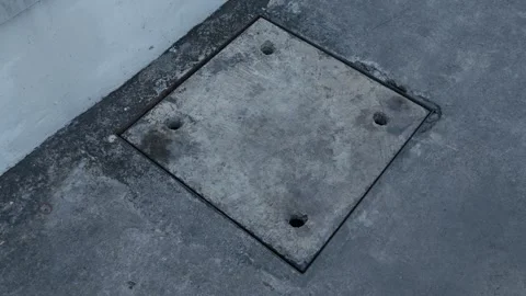 Weathered Concrete Access Panel on Ground Video stock 327831861