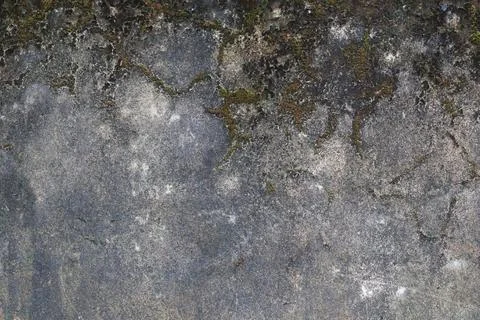 Weathered concrete wall texture with moss and cracks for industrial backgro.. Stock Photos