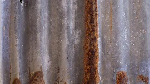 Weathered Corrugated Metal Sheet With Rust Texture Background Stock Photos