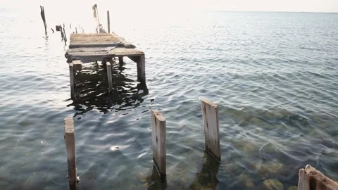 Weathered Dock at Sunrise Stock Footage 319952331