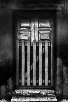 Weathered Door With Picket Gate Stock Photos