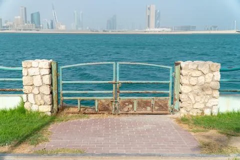 Weathered Gate by the Waterfront Stock Photos