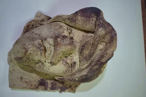 Weathered handmade sculpted face in close-up Stock Photos