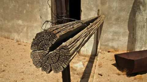 Weathered Hitching Post at a Wild West Ghost Town Stock Footage 33877926