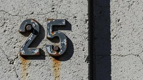 Weathered house number twenty-five Illustrazione stock