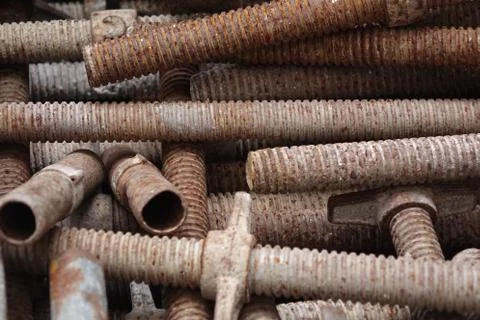 Weathered Industrial Scaffolding Threaded Bars Stock Photos