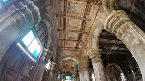 Weathered Interior of Durga Temple in Rajnagar, Bihar Stock-Fotos